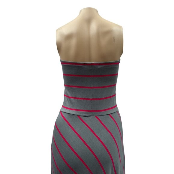 Laila Jayde Strapless Long Dress Gray Pink Striped Strapless Maxi For Women M - Picture 6 of 12